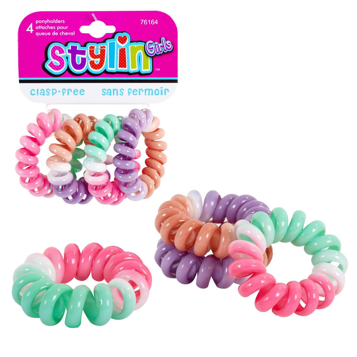 Stylin G, 4-PC Ombre Coil Ponyholders, Clasp-Free, h/c