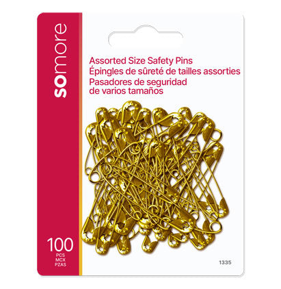 SAFETY PINS 100 ASST. BRASS