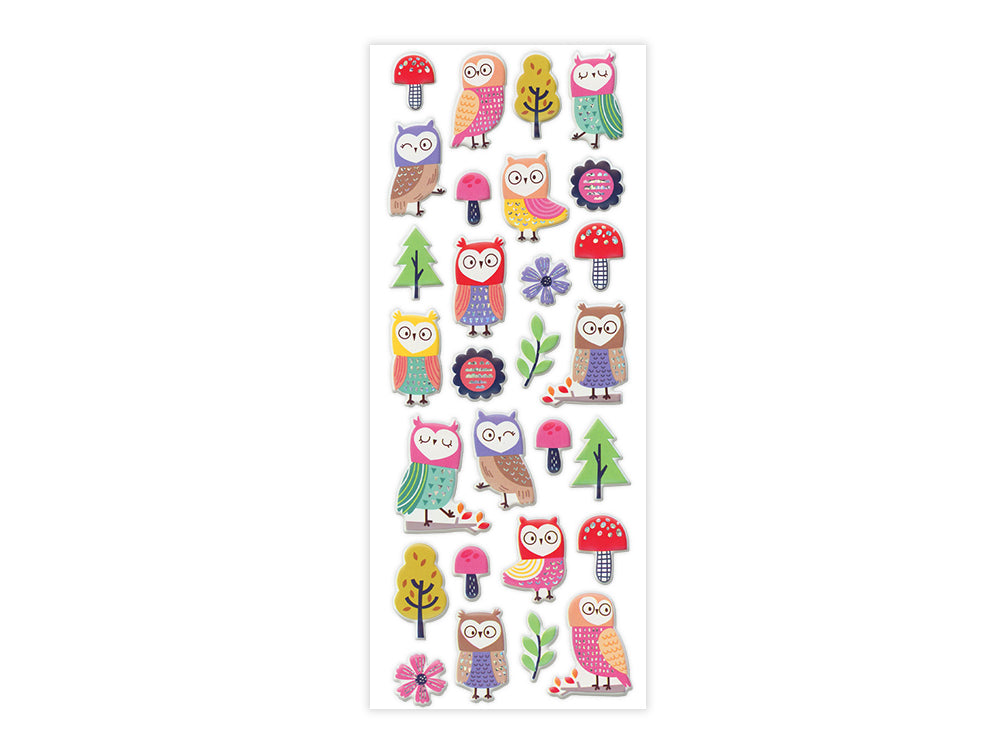 Paper Craft Sticker: 25cmx10cm 3D Puffy Foil E) Owl Medley