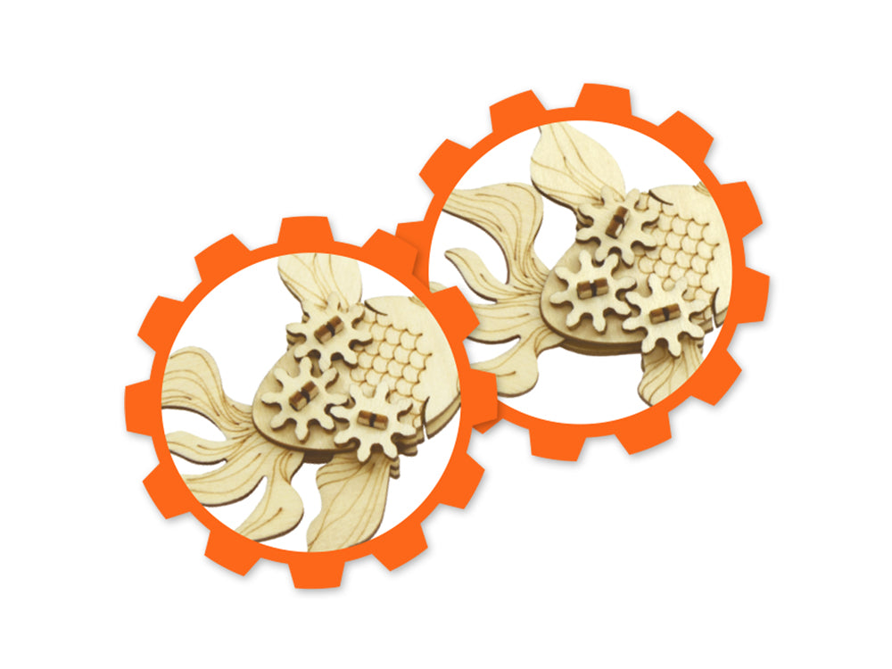 Krafty Kids Kit: 3D Mini Mechanical Gear Wood Puzzle B) Goldfish