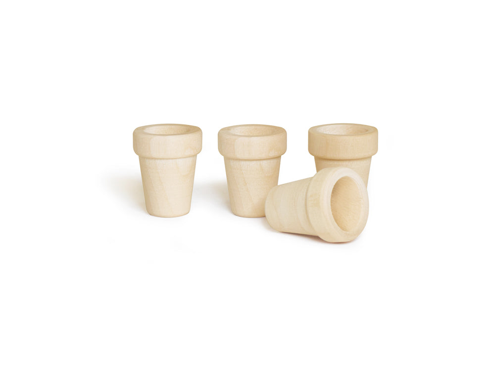 Craftwood: 2.5cmx3cm Mini Flower Pots x4 Natural