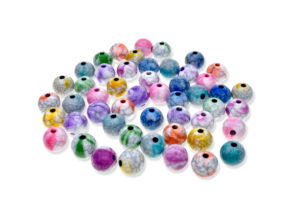 Acrylic Beads: 10mm Round Multi-Packs 25g A) Marble Mix