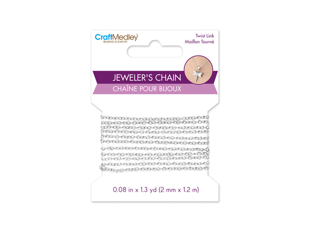 Jewelry Findings: 2mm x 1.2m Jeweler's Chain A) Silver