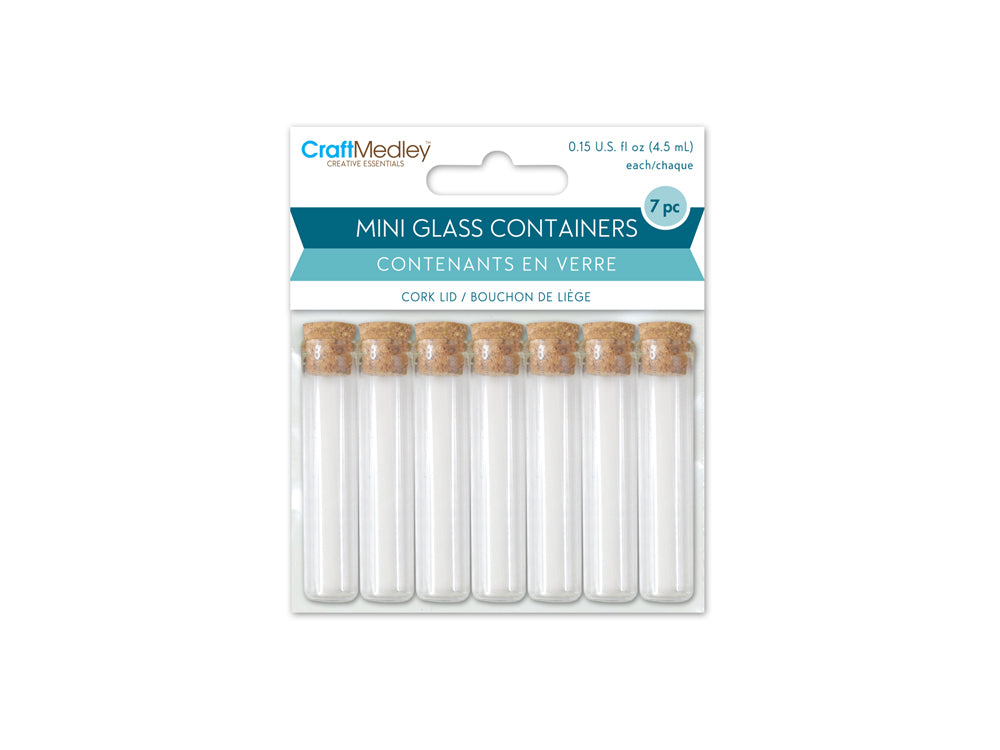 Glass Vials: 12mmx55mm Mini w/Cork Lid x7