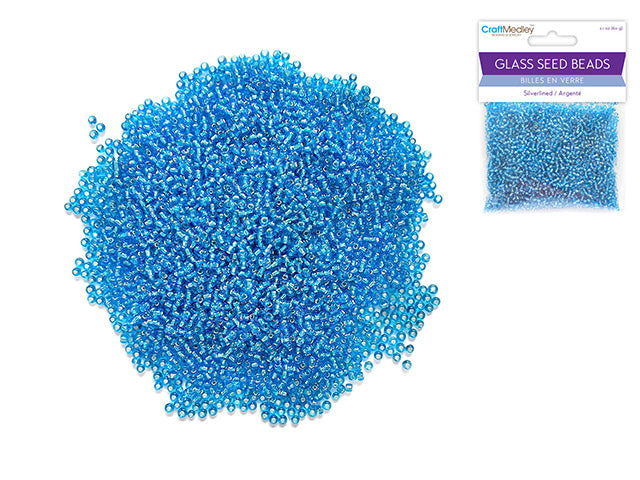 Glass Seed Beads: 12/0 Silverlined 60Gms B) Light Blue