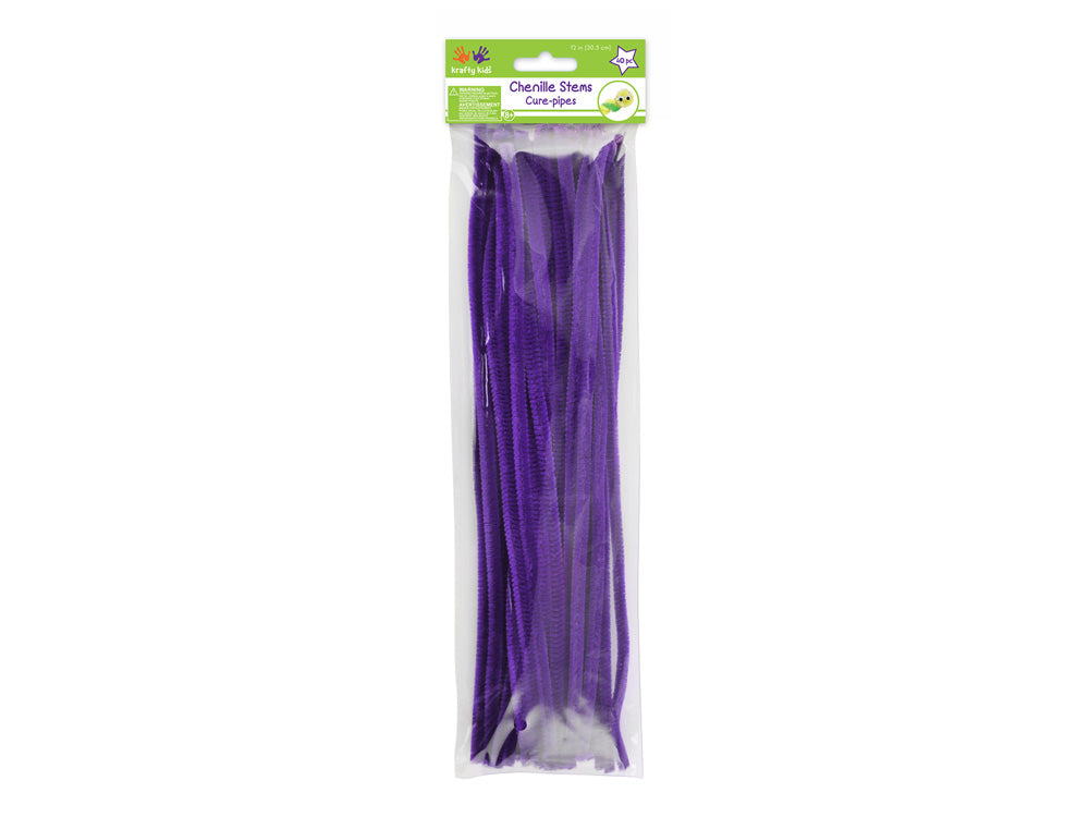 Chenille Stems: 6mmx30cm Standard Pipe Cleaners 40pc S) Purple