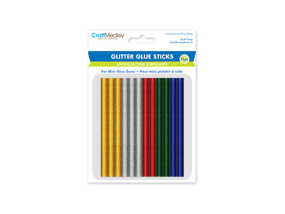 Craft Medley Glue Sticks: 4" Mini Glitter x12 Asst for Mini Gun