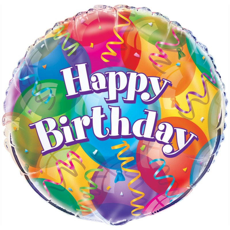 Helium filled - Brilliant Birthday Round 18" Foil Balloon