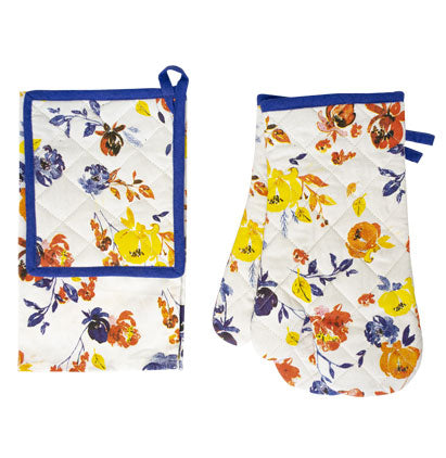 4-pc Kitchen Set (2 Oven Mitts 1 Tea Towel, 1 Pot