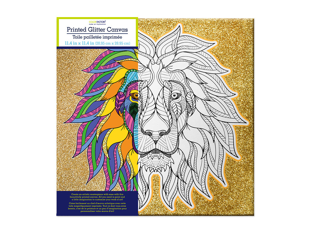 Stretch Artist Printed Canvas: 11.4"x11.4" Glitter Primed Back-Stapled A) Lion
