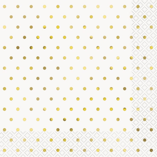Elegant Gold Foil Dots Luncheon Napkins  16ct - Foil Stamping