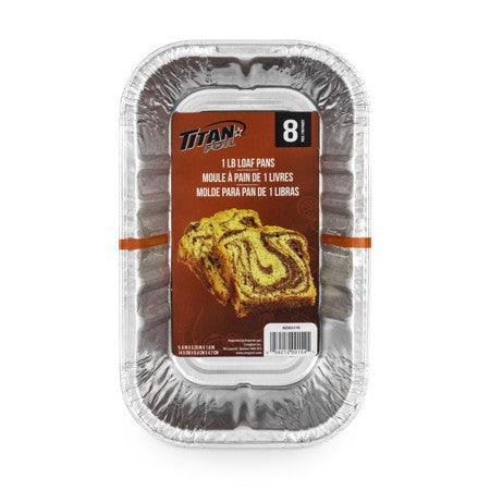 TITAN FOIL ALUMINIUM 1 LB LOAF PANS 8/PK
