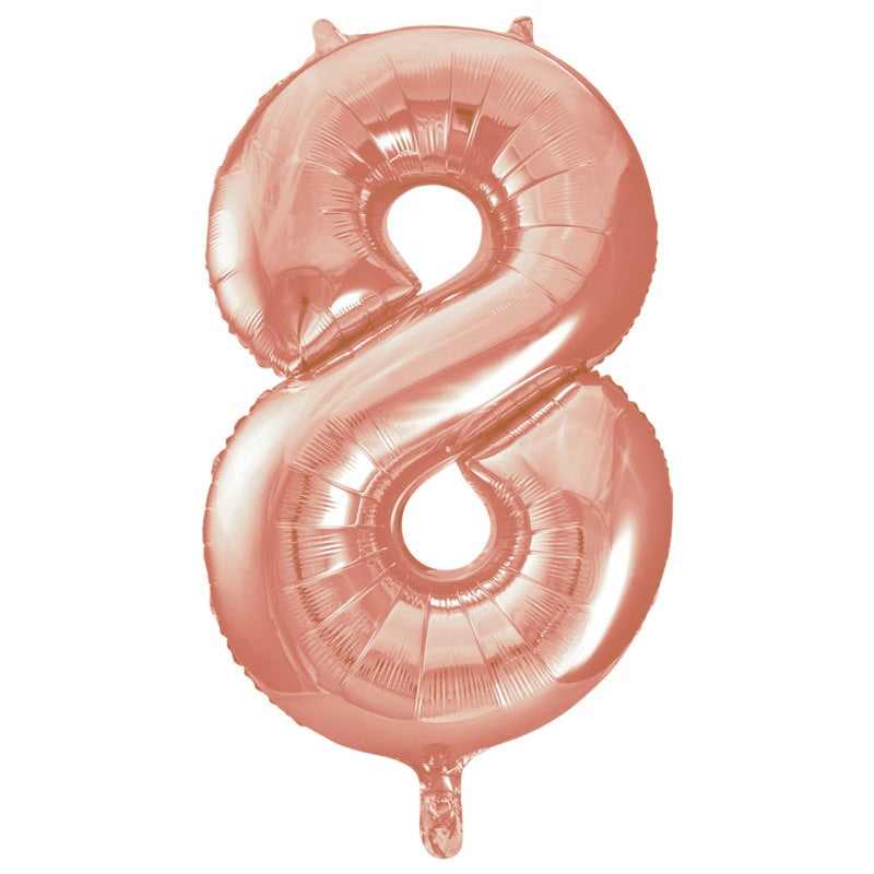 Rose Gold Number 8 Shaped Foil Balloon 34"  Packaged