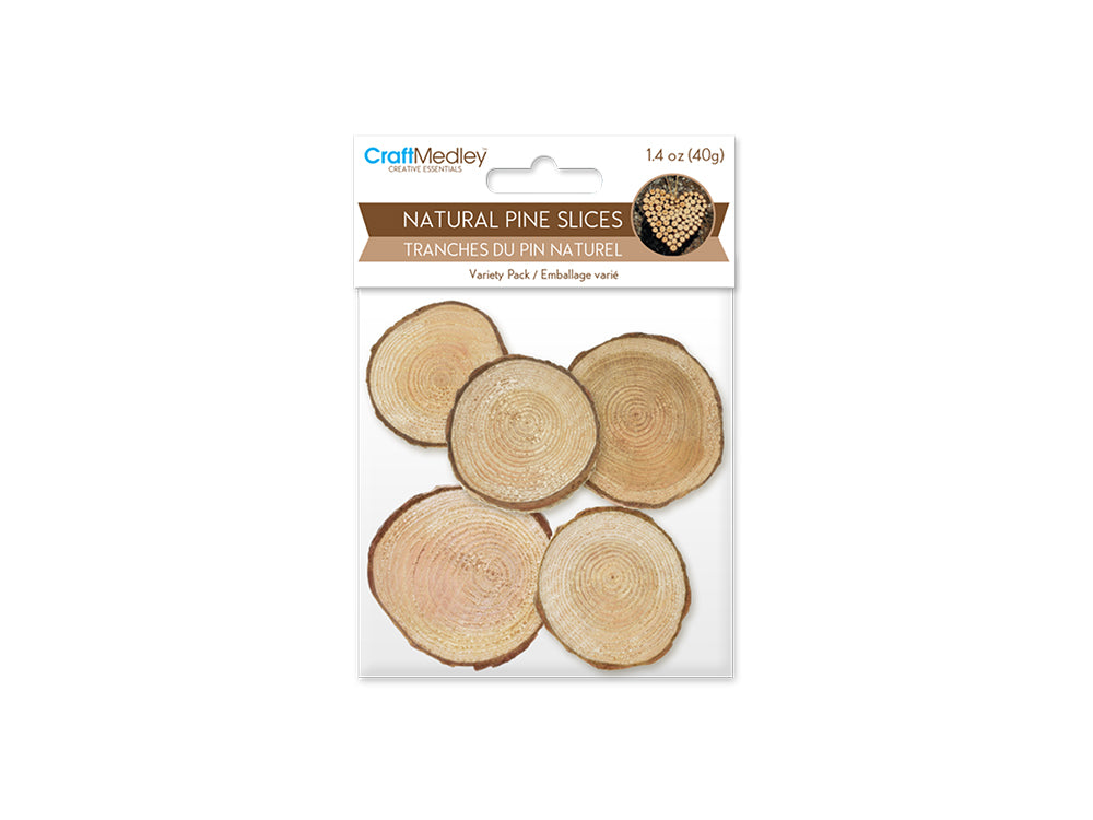 Craftwood: 3cm-5cm 40g Natural Pine Slices 0.7cm(T)