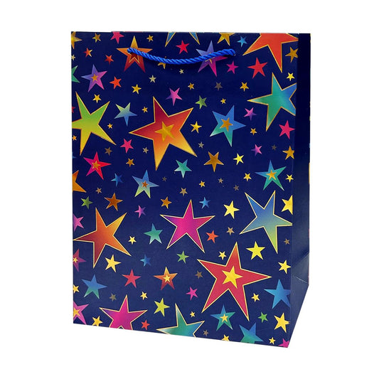 Paper T. Gift Bag, Large, Stars, Matte+HS, 210gsm, Tag + J-Hook