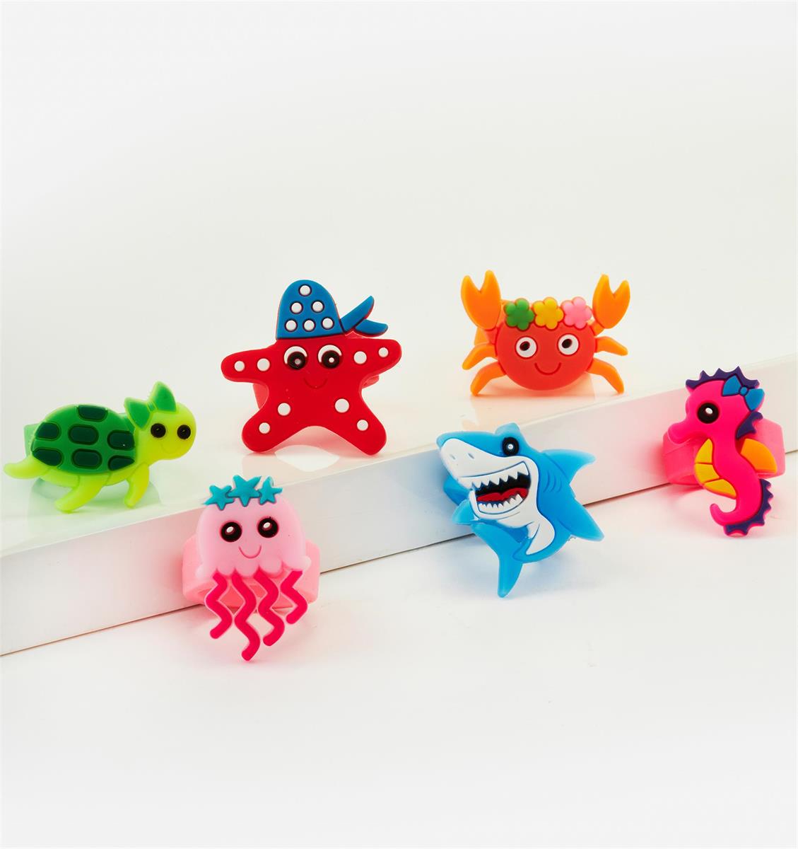 PVC Ocean Rings, 6 Asst,72pcs/dsp