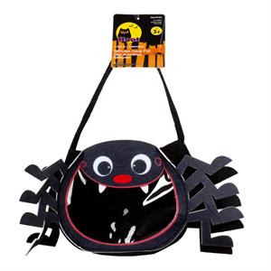 Hoot Hween 13.6"x3.9"x6.45" Felt Spider Bag w/ Light-Up Eyes & Sound