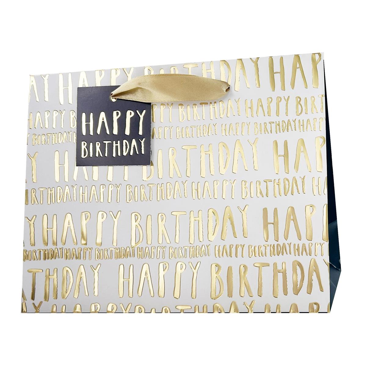 Paper T. Gift Bag, Jumbo, Happy Bday, Matte/HS, 157GSM, tag+j-hook