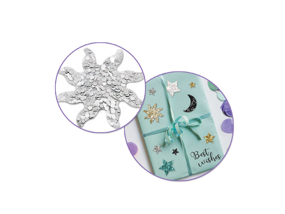 Paper Craft Sticker: 12.5cmx30.5cm Glitter Shapes I) Night Celestial