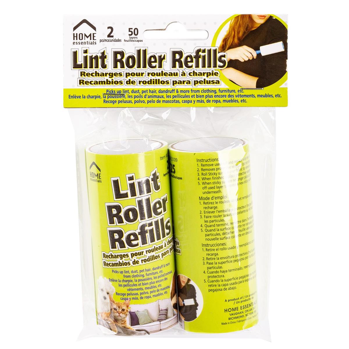 H.E. 2-pc Lint Roller Refills, 25 Sheets of each Roll