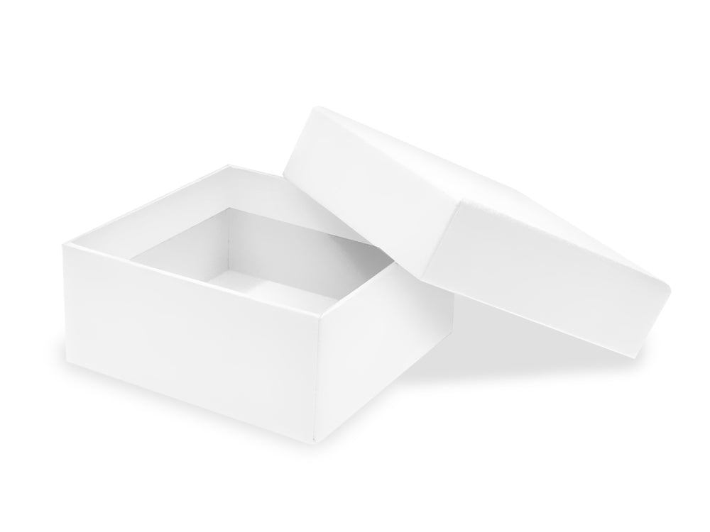 Gift Craft: 3.3"x3.3"x1.5" Heavy Duty Paper Favor Box C) White Shimmer