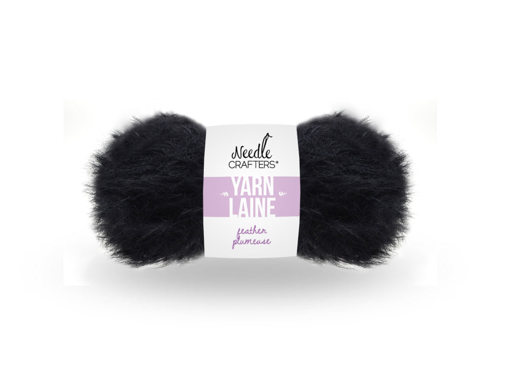 Needlecrafters: 50g Nylon Feather Yarn Ball D) Black