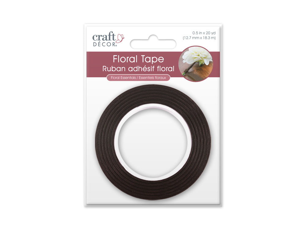 Floral Tape Stem Wrap: 1/2" x 20yds B) Brown