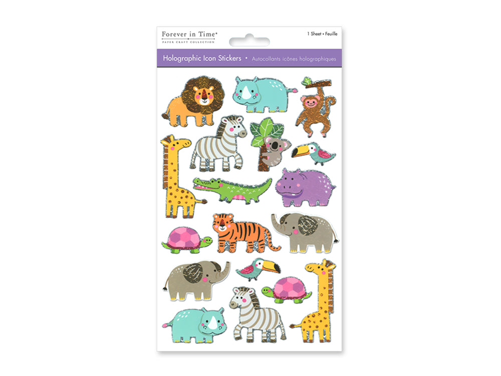 Paper Craft Sticker: 5.5"x8.25" Holographic Icons L) Baby Animals