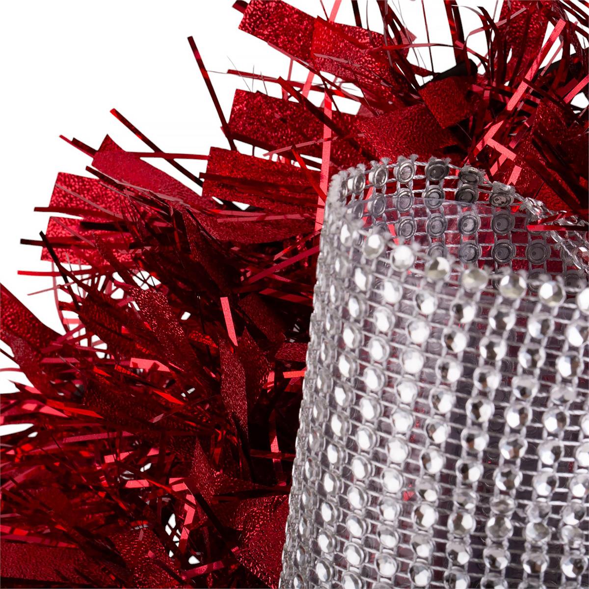 Deco N. 18" Tinsel Xmas Wreath w/Silver Bow, cht