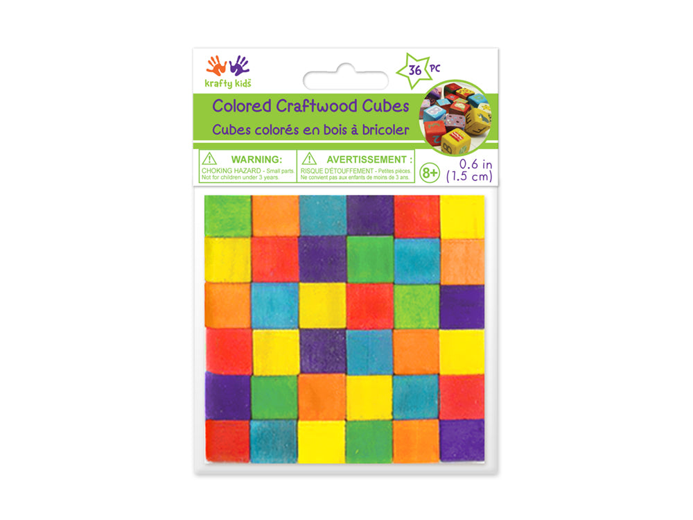 Craftwood: 5/8in (15mm) Cubes 36/pk Colored