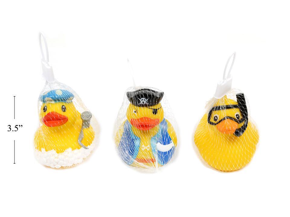 Tootsie Baby, Rubber Ducks, 3 asst, mesh bag w hang tag, shower