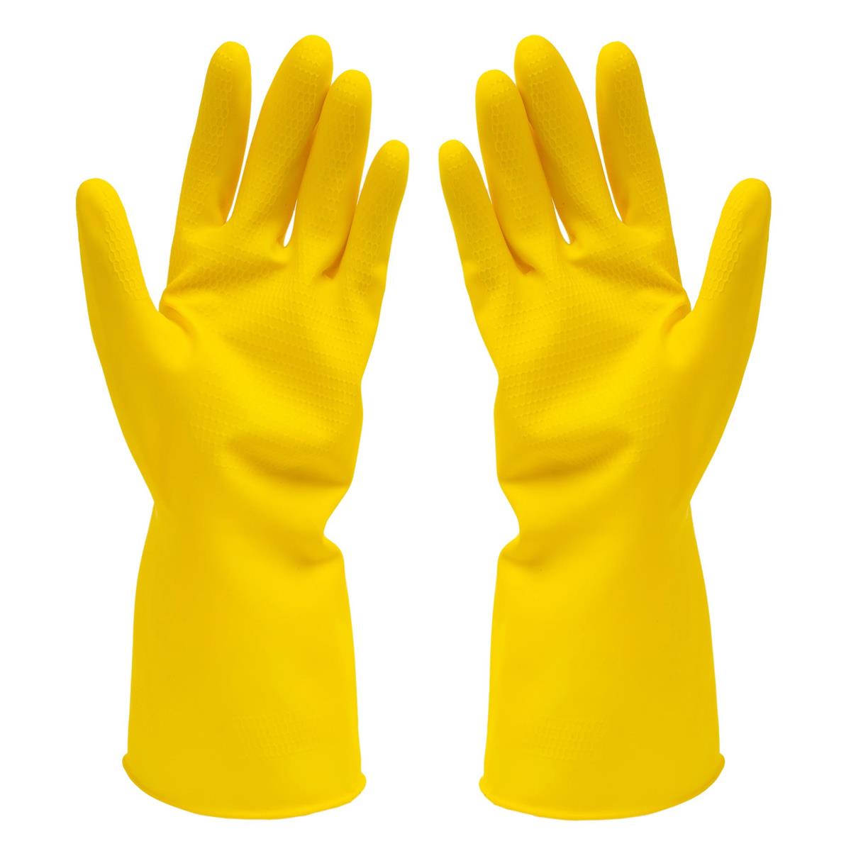 H.E.Rubber Household Gloves, Sz: S, 15 mil, 11.8"L, Flocklined