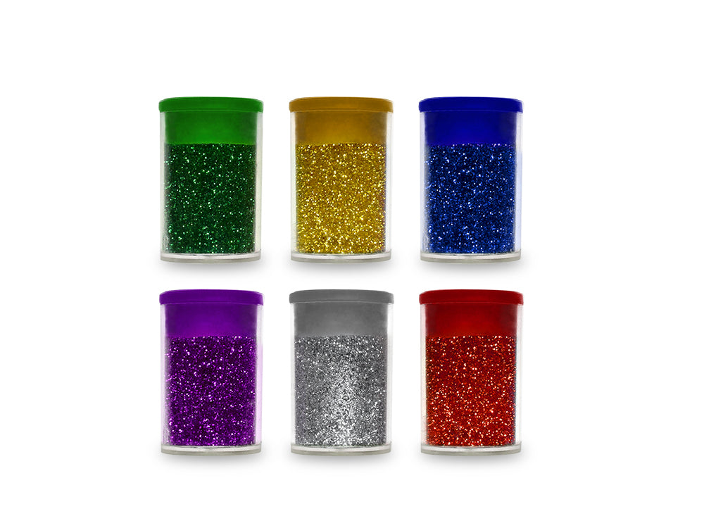 Twinkle Town: 30g Glitter Vials 6x5g Asst w/Cap A) Metallic Asst