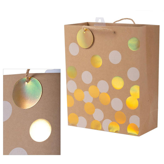 Paper T. Gift Bag, Large, Irid Dots, 180GSM, HS Tag +j-hook