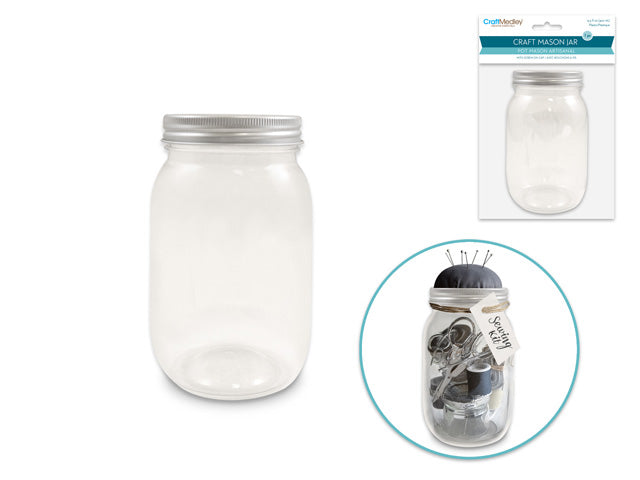 Craft Storage: 5.5x17.5cm (400ml) DIY Plastic Mason Jar w/Alum Top