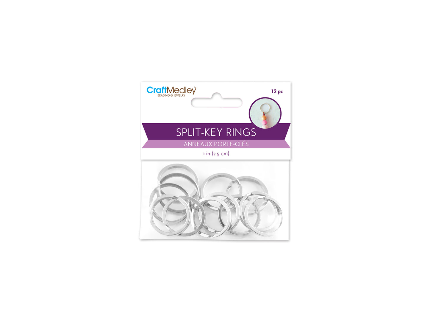 Jewelry Findings: 1" Split Key-Rings x12 Heavy Duty Silver