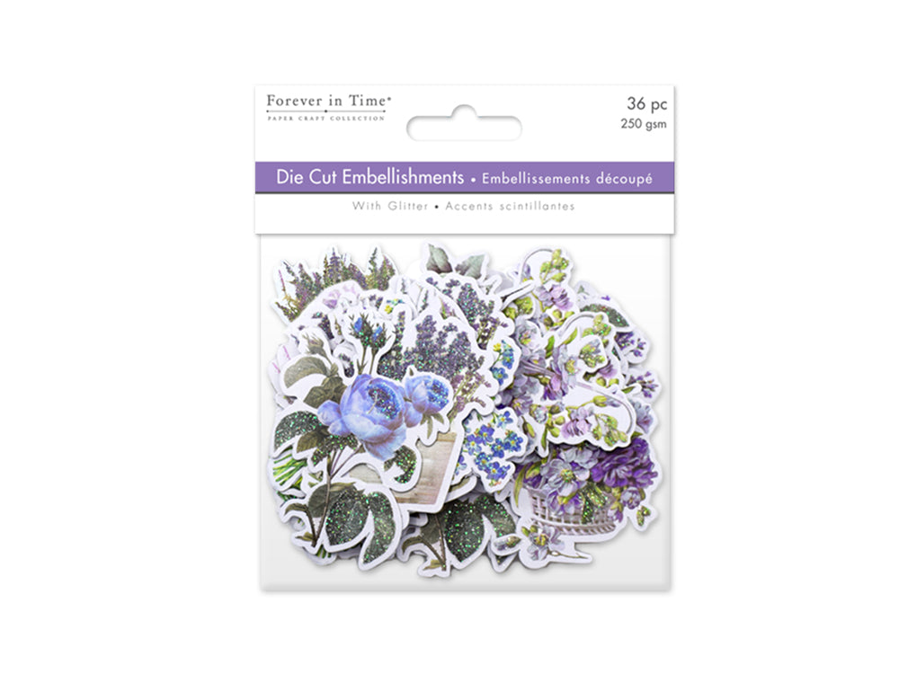 Paper Craft Embellishment: Glitter Die Cuts 250gsm B) Lavender