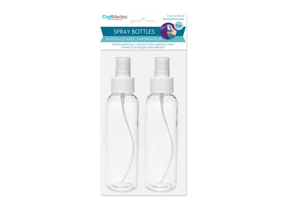 Plastic Bottles: 4oz Pump-Spray~ Refillable Screw-Top 2/pk