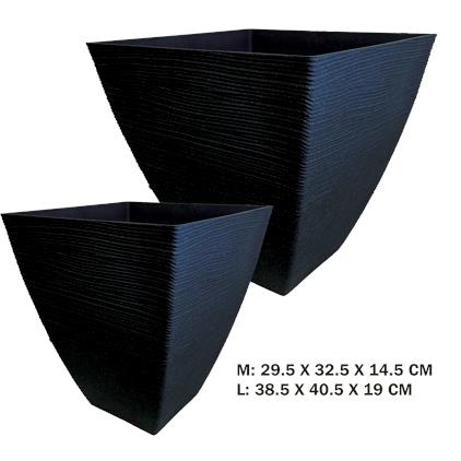 SQUARE PLANTER-6PC SET-BLACK - 385X405X190