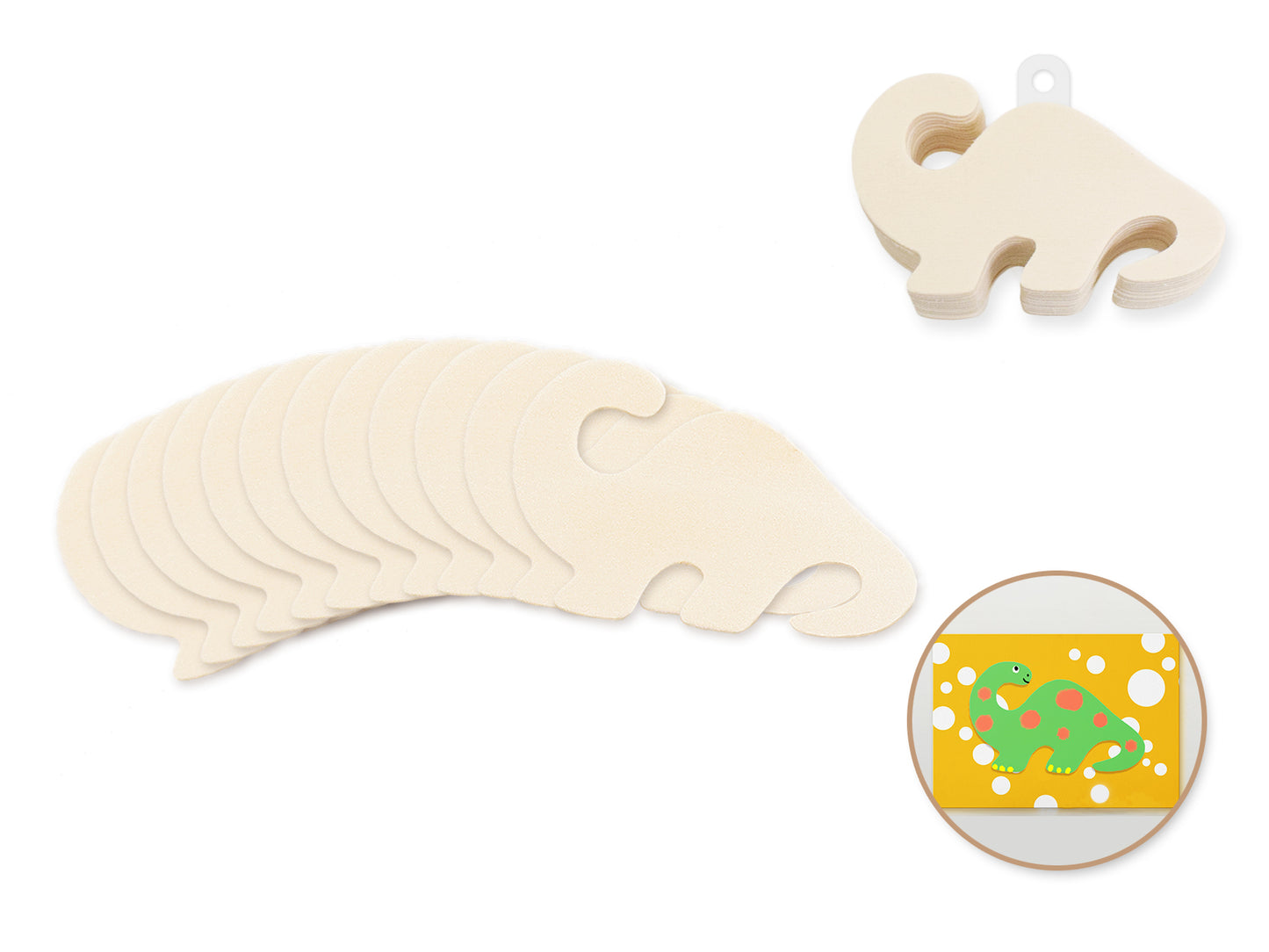 Wood Craft: 8cm Wood Shapes x12 I) Dinosaur