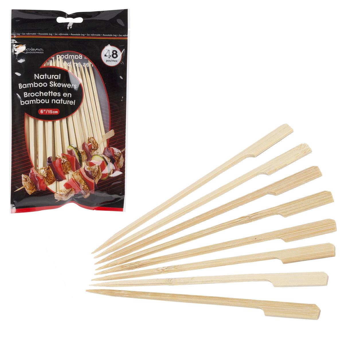 Luciano 48-pc 6"L Bamboo Skewer, colour resealable bag (CS)