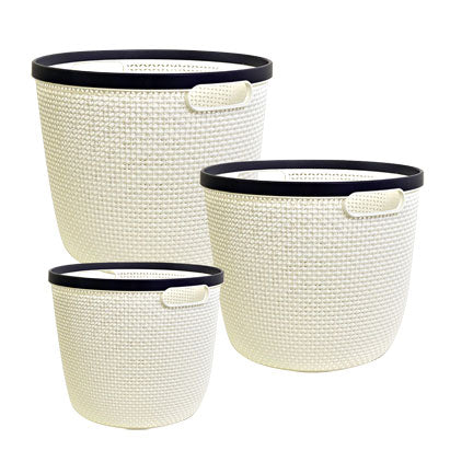 ROUND BASKET-18PCS SET-WHITE