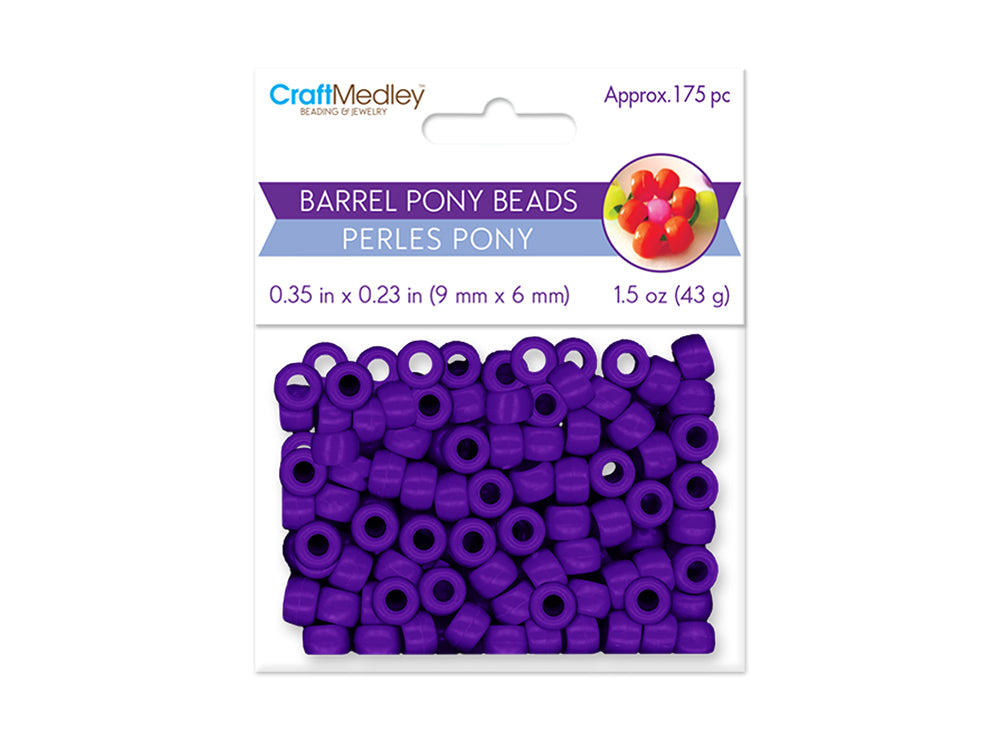 Pony Beads: 9mmx6mm Barrel Standard x175 K) Purple