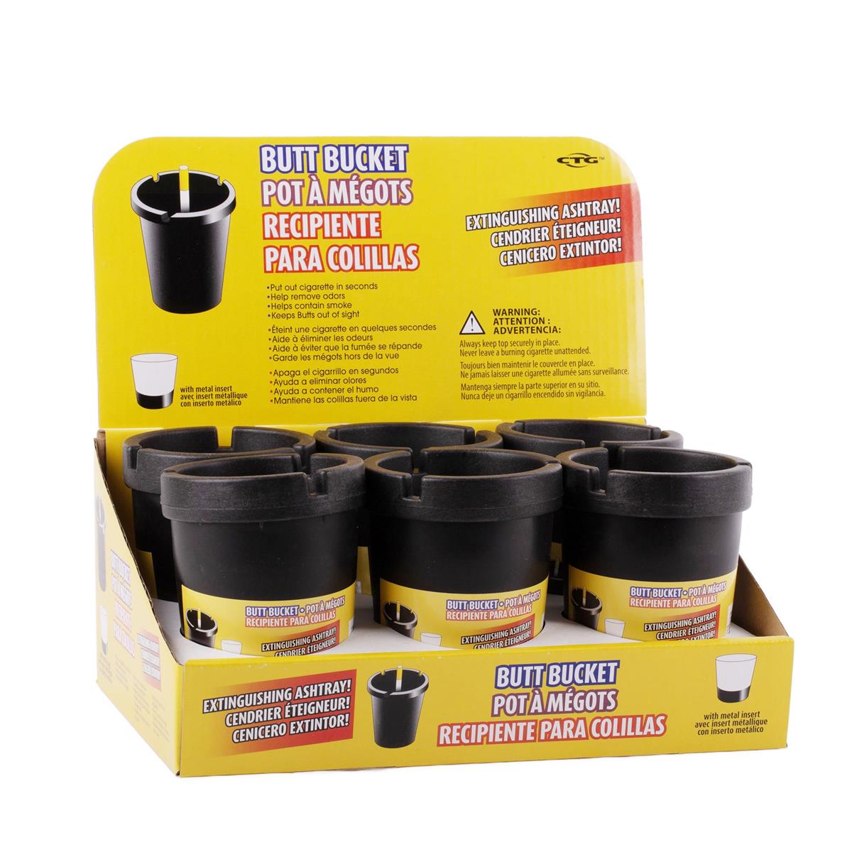 Butt Bucket Extinguishing Ashtray, W/ Metal I Insert, label, 6/dsp.