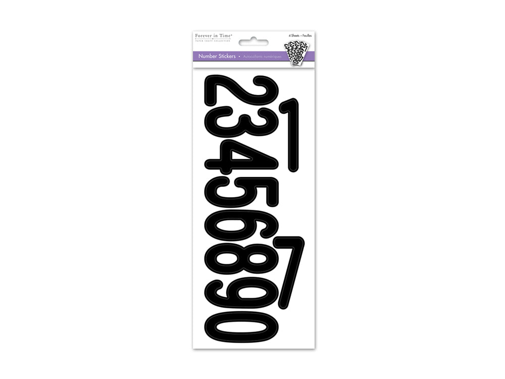 Paper Craft Sticker: 3" Biggie Fonts 4 Sheets D) Numbers Black
