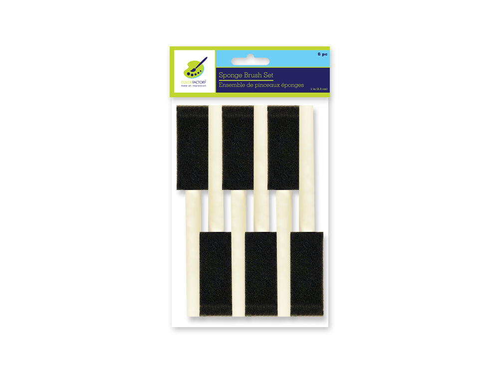 Color Factory: Sponge Brush 6/pk 1" w/Wood Handle