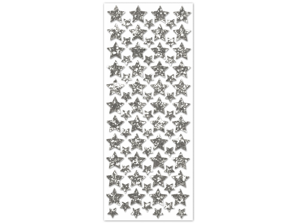 Paper Craft Sticker: 12.5cmx30.5cm Glitter Shapes B) Silver Stars