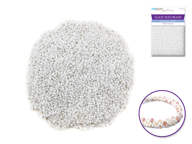 Glass Seed Beads: 12/0 Opaque 60Gms H) White