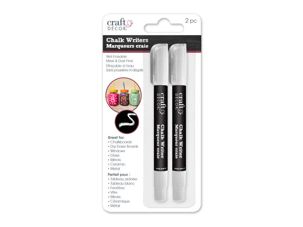 Craft Decor: Chalk Writer 2pk Blister-Carded A) White