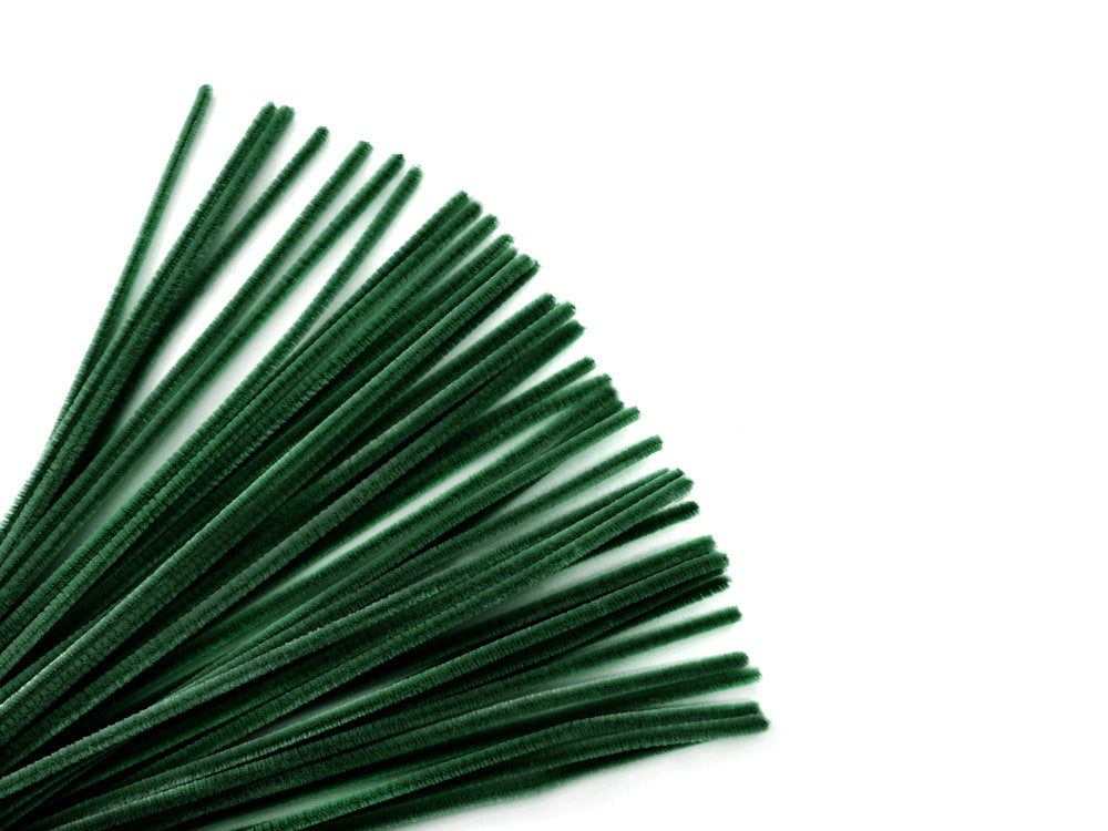 Chenille Stems: 6mmx30cm Standard Pipe Cleaners 40pc E) Hunter Green
